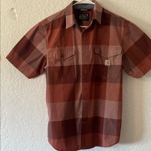 Carhartt Short Sleeve Casual Red Button Down Shirt